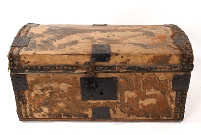 Lot 935 - Georgian pony skin covered carriage document box with label to interior