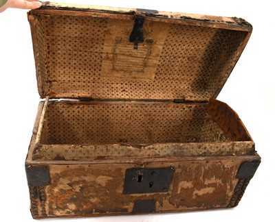 Lot 935 - Georgian pony skin covered carriage document box with label to interior