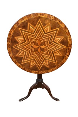 Lot 1311 - 19th century inlaid Sorrento tilt top table on associated tripod base