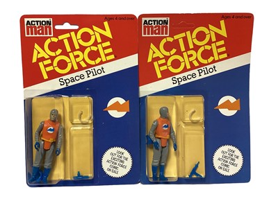 Lot 270 - Palitoy Action Man Action Force Space Pilot (x2) & Security Trooper (x2), on card with blister pack (4)