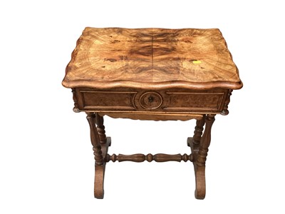 Lot 1246 - Victorian work table with olive wood top