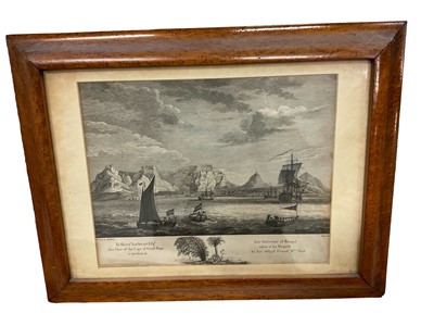 Lot 155 - 18th century engraving - View of the cape of Good Hope, dated 1766, in glazed maple frame, together with an 18th century engraving of Woolwich. (2)