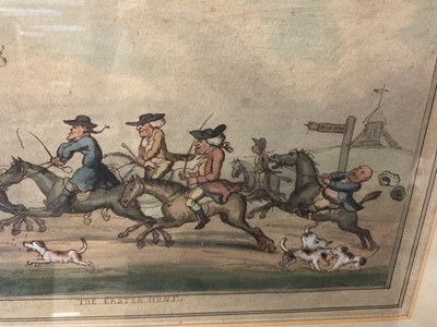 Lot 152 - After Henry Banbury, hand coloured etching - The Easter Hunt, image 13 x 22cm, glazed maple frame