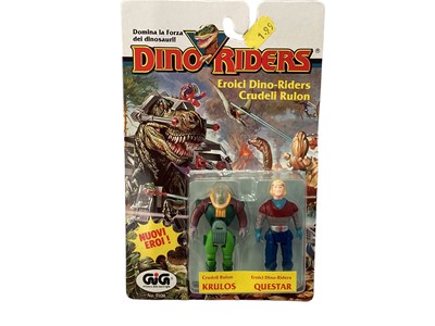 Lot 337 - Tyco GiG (c1989) Italian Version Series 2 Dino Riders Nouvi Eroi (New Heroes) Krulos & Questar 2 3/4" action figure twin pack set, on card with blister pack No.9108 (1)