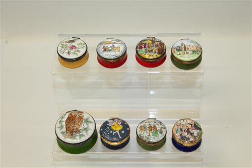 Lot 2092 - Eight Crummles enamel boxes - including...