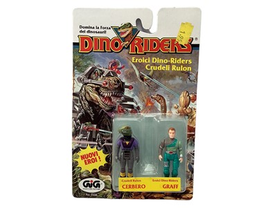 Lot 333 - Tyco GiG (c1989) Italian Version Series 2 Dino Riders Nouvi Eroi (New Heroes) Cerbero & Graff 2 3/4" action figure twin pack set, on card with blister pack No.9108 (1)