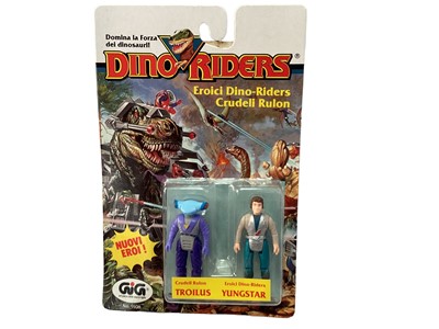 Lot 339 - Tyco GiG (c1989) Italian Version Series 2 Dino Riders Nouvi Eroi (New Heroes) Troilus & Yungstar 2 3/4" action figure twin pack set, on card with blister pack No.9108 (1)