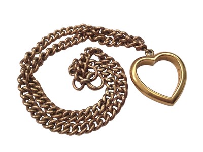 Lot 27 - 22ct gold heart shape pendant on a 9ct gold curb link chain