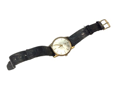 Lot 39 - 1970s Tissot 9ct gold cased wristwatch on leather strap