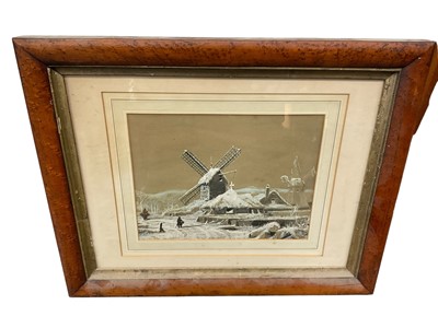Lot 162 - Victorian watercolour of a snowy scene, and various other works, framed