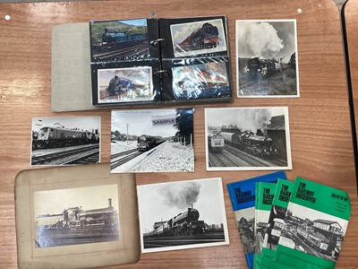 Lot 1423 - Collection of railway related ephemera to include locomotive photographs from circa. 1900