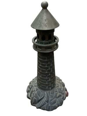 Lot 188 - Unusual cast metal lighthouse lamp