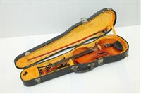 Lot 3573 - Suzuki violin no. 7 and bow, in a black...