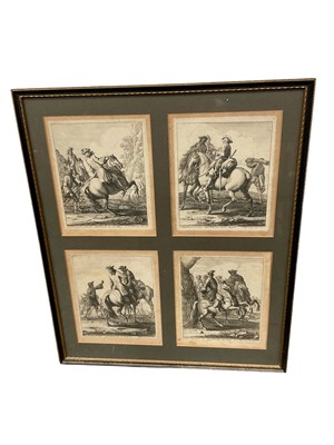Lot 165 - Georg Philipp I Rugendas (1666-1742) set of four copper engravings, each 16 x 14cm framed together, and small group of early prints