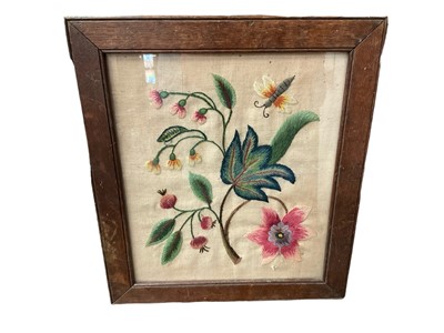 Lot 209 - 17th century style needlework panel in glazed oak frame