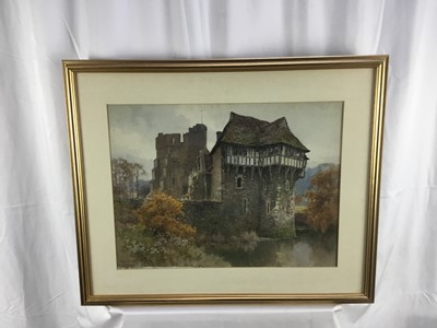 Lot 76 - E. W. Haslehust pair of signed watercolours - Stokesay Castle, the first 49cm x 34cm, the second 38cm x 52cm, in glazed frames (2)