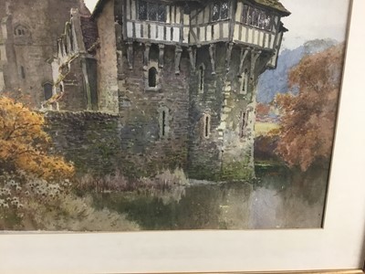 Lot 76 - E. W. Haslehust pair of signed watercolours - Stokesay Castle, the first 49cm x 34cm, the second 38cm x 52cm, in glazed frames (2)