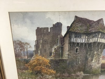 Lot 76 - E. W. Haslehust pair of signed watercolours - Stokesay Castle, the first 49cm x 34cm, the second 38cm x 52cm, in glazed frames (2)