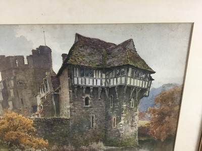 Lot 76 - E. W. Haslehust pair of signed watercolours - Stokesay Castle, the first 49cm x 34cm, the second 38cm x 52cm, in glazed frames (2)