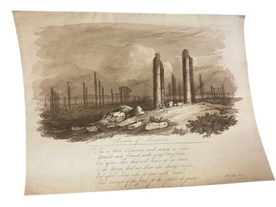 Lot 137 - English School, 19th century - Remains of Persepolis, indistinctly signed and dated 1826, 24 x 31cm