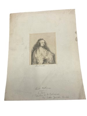 Lot 140 - After Rembrandt, etching - St Catherine, stuck down, 11 x 9cm