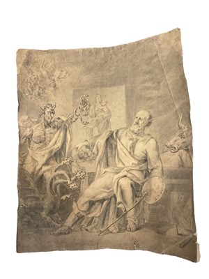 Lot 139 - 18th century school, charcoal and wash, the artist and his demons, 46 x 38cm