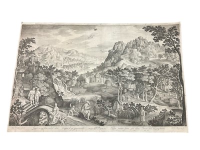 Lot 142 - After Nicolaes de Bruyn (1571-1656) engraving - Figures in an extensive landscape