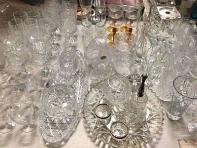 Lot 300 - Group of glassware including Thomas Webb, Edinburgh Crystal and a pair of cut glass salts with silver rims