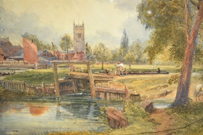 Lot 1235 - Circle of John Constable RA watercolour - Dedham Lock and Mill, 1820, 48cm x 74cm, in glazed frame