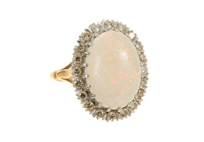 Lot 603 - Opal and diamond cluster ring