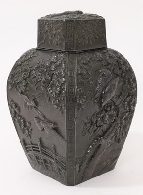 Lot 913 - Late 19th/early 20th century Japanese bronzed tea caddy and cover