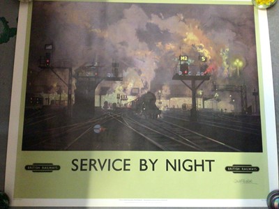 Lot 305 - British Railways poster- Service By Night, signed in pencil by David Shepherd