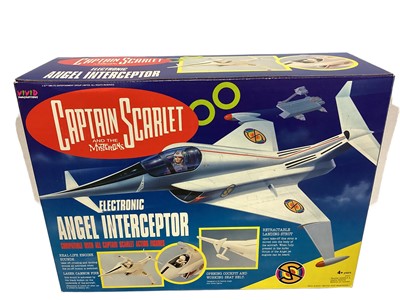 Lot 341 - Vivid Imaginations (c1993) Captain Scarlett & the Mysterons Electronic Angel Interceptor, boxed, plus separate 3 1/2" action figures Captain Scarlett & Destiny Angel, on card with bubblepack (3)