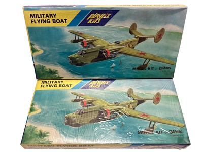 Lot 293 - Playfix Kits (made in GDR) model kit Military Flying Boat (x2) & British Airways Trident (x2), all boxed (mostly sealed) No.670 (4)