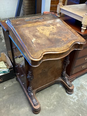 Lot 1308 - Victorian walnut Davenport with serpentine front, standing on cabriole legs