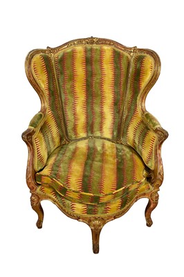 Lot 1367 - 19th century French giltwood armchair