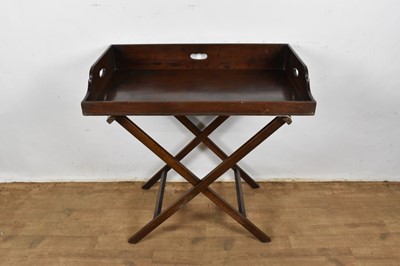 Lot 1365 - 19th century mahogany butler's tray on folding stand