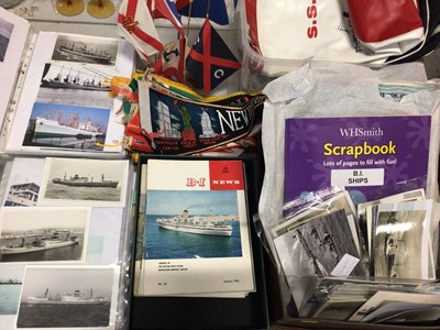 Lot 316 - Large collection of shipping related postcards, scrap books, extensive research folders, 1960s/70s BI News magazines, various booklets etc