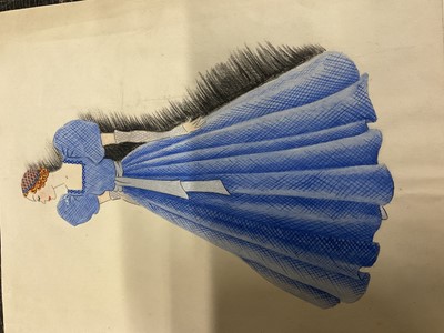 Lot 185 - Winifred McKenzie (1905-2001) pen and monochrome wash - two art deco fashion pictures, and another similar