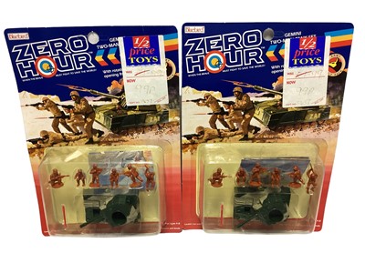 Lot 14 - Bluebird (c1989) Zero Hour (when the brave must fight to save the World!) Army Wolf Pack Gemini Two-Man Tank Set (x3) & Close Combat Howitzer Set (x3), on card with bubblepack (One Howitzer Detache...
