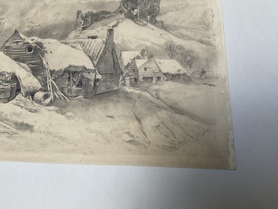 Lot 143 - Henry Bright (1810-1877) pencil, Near Guildford, Surrey, Winter, signed and titled, 23 x 34cm, mounted