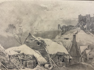 Lot 143 - Henry Bright (1810-1877) pencil, Near Guildford, Surrey, Winter, signed and titled, 23 x 34cm, mounted