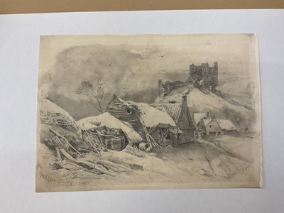 Lot 143 - Henry Bright (1810-1877) pencil, Near Guildford, Surrey, Winter, signed and titled, 23 x 34cm, mounted