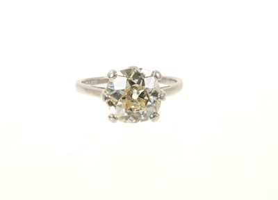 Lot 445 - Diamond single stone ring with a cushion shape old cut diamond