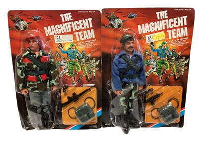 Lot 239 - Paco (China c1980's) The Magnificent Team 7 1/2" (Bootleg GI Joe) action figures, all on card with bubblepack (4)