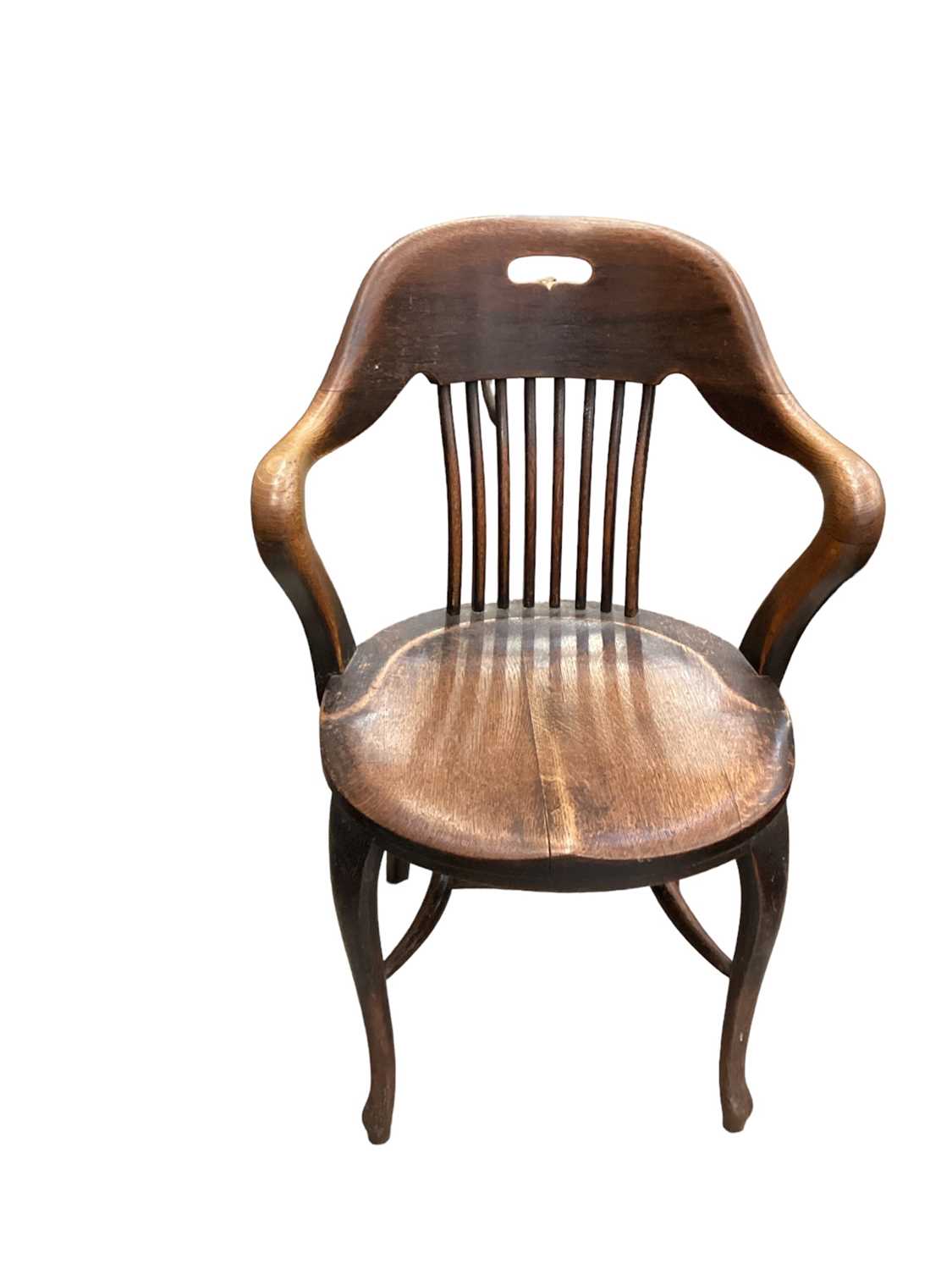 Lot 1200 - Early 20th century oak desk chair with rail