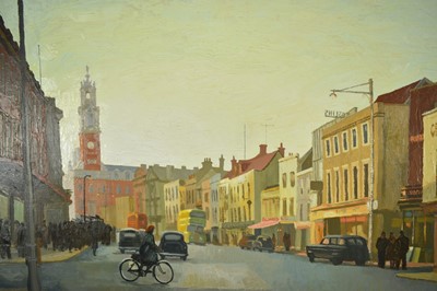Lot 1348 - *Charles Debenham (b. 1933) oil on board - Colchester High Street, signed and dated ‘59, 54cm x 76cm, framed