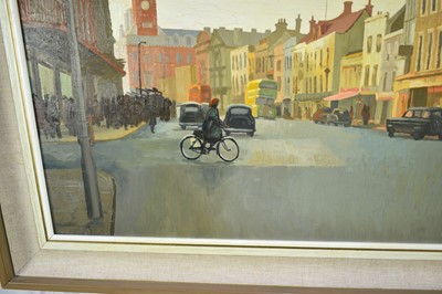 Lot 1348 - *Charles Debenham (b. 1933) oil on board - Colchester High Street, signed and dated ‘59, 54cm x 76cm, framed