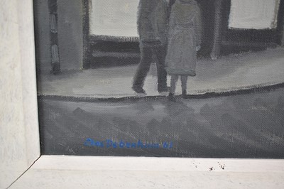 Lot 1349 - *Charles Debenham (b. 1933) oil on canvas - Night Bus, Head Street, Colchester, signed and dated ‘61, 51cm x 76cm, framed