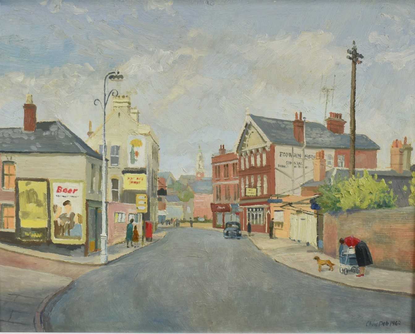 Lot 1347 - *Charles Debenham (b.1933) oil on board - St Botolphs Colchester, signed and dated 1960, 40cm x 50cm, framed